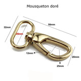 Anse de sac à gros mousquetons Cuir noir 2,5 cm de large - les-jolies-anses