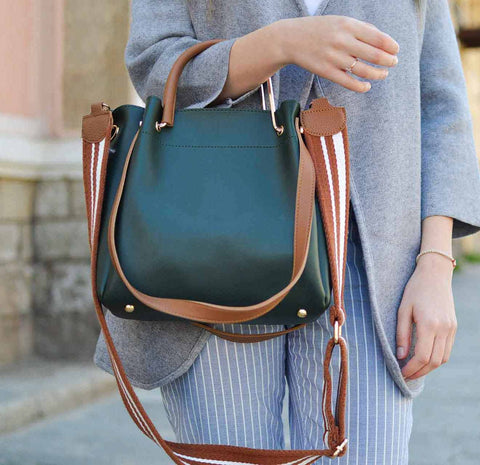 Sac 100% Cuir Marron Made In Italy - Doubles Anses, Parfait état, Occasion