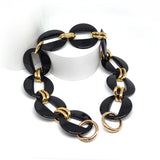 anse chaine de sac à main acrylique  noir et boucles métal doré