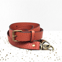Bandoulière réglable pour sac en Cuir grainé orange Les jolies Anses made in France boucles personnalisables