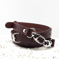 Bandoulière pour sac à main à mousquetons en cuir haut de gamme marron tannage vegetal  Fabrication artisanale en France fabrication sur commande