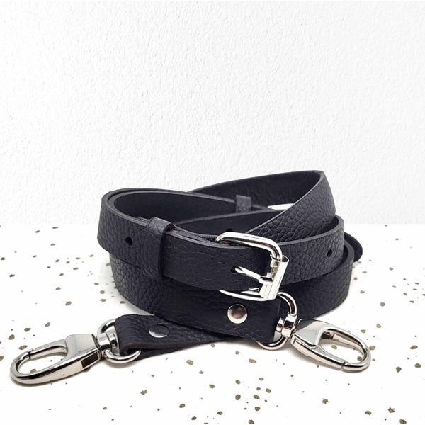 Bandoulière réglable pour sac en cuir grainé noir