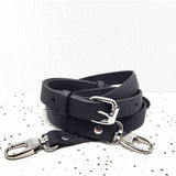 Bandoulière réglable pour sac en cuir grainé noir