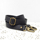 Bandoulière de sac réglable en cuir grainé noir