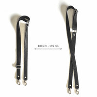 Bandoulière de sac réglable en cuir grainé noir