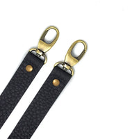 Bandoulière de sac réglable en cuir grainé noir