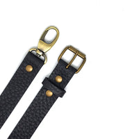 Bandoulière de sac réglable en cuir grainé noir