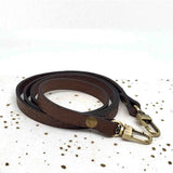 Bandoulière fine en cuir grainé Marron Chocolat