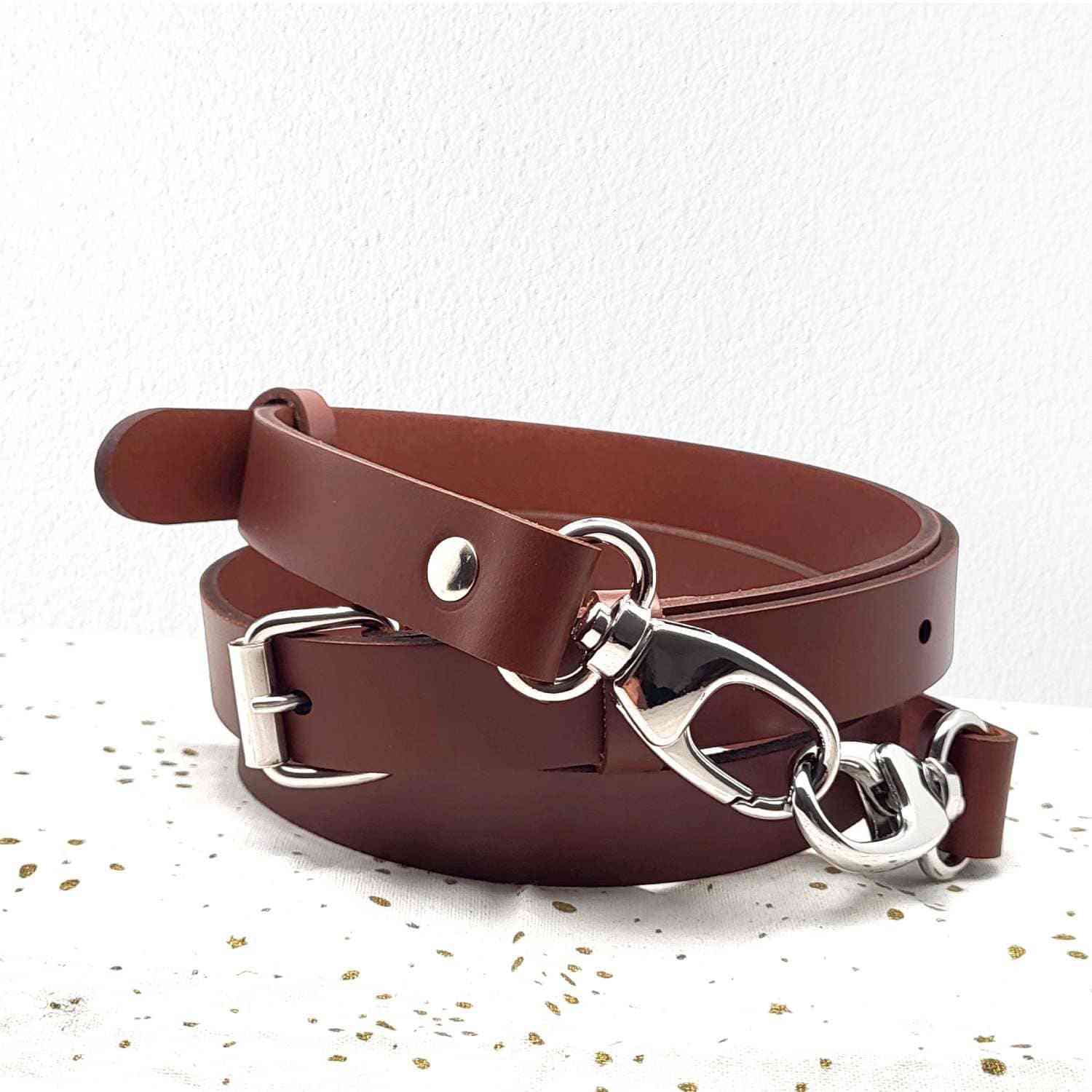 Anse Bandoulière Sac Simili Cuir - Longueur 58 Cm, Largeur 4 Cm - Avec Mousquetons Métal - Remplacement Ou Déco Sac - 5