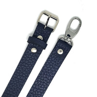 Bandoulière de sac réglable en cuir grainé Bleu foncé