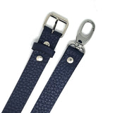 Bandoulière de sac réglable en cuir grainé Bleu foncé