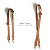 Bandoulière de sac réglable en cuir grainé marron Camel