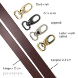 Bandoulière réglable à mousquetons options cuir et bouclerie personnalisable