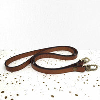 Bandoulière fine pour pochette en cuir grainé CAMEL longueur 100cm