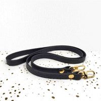 Bandoulière fine pour pochette en cuir grainé NOIR longueur 100cm