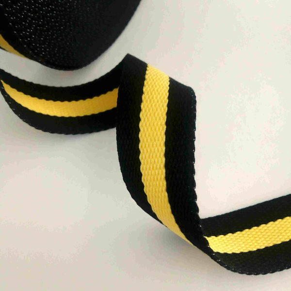 Sangle pour sac coton bicolore noir et jaune